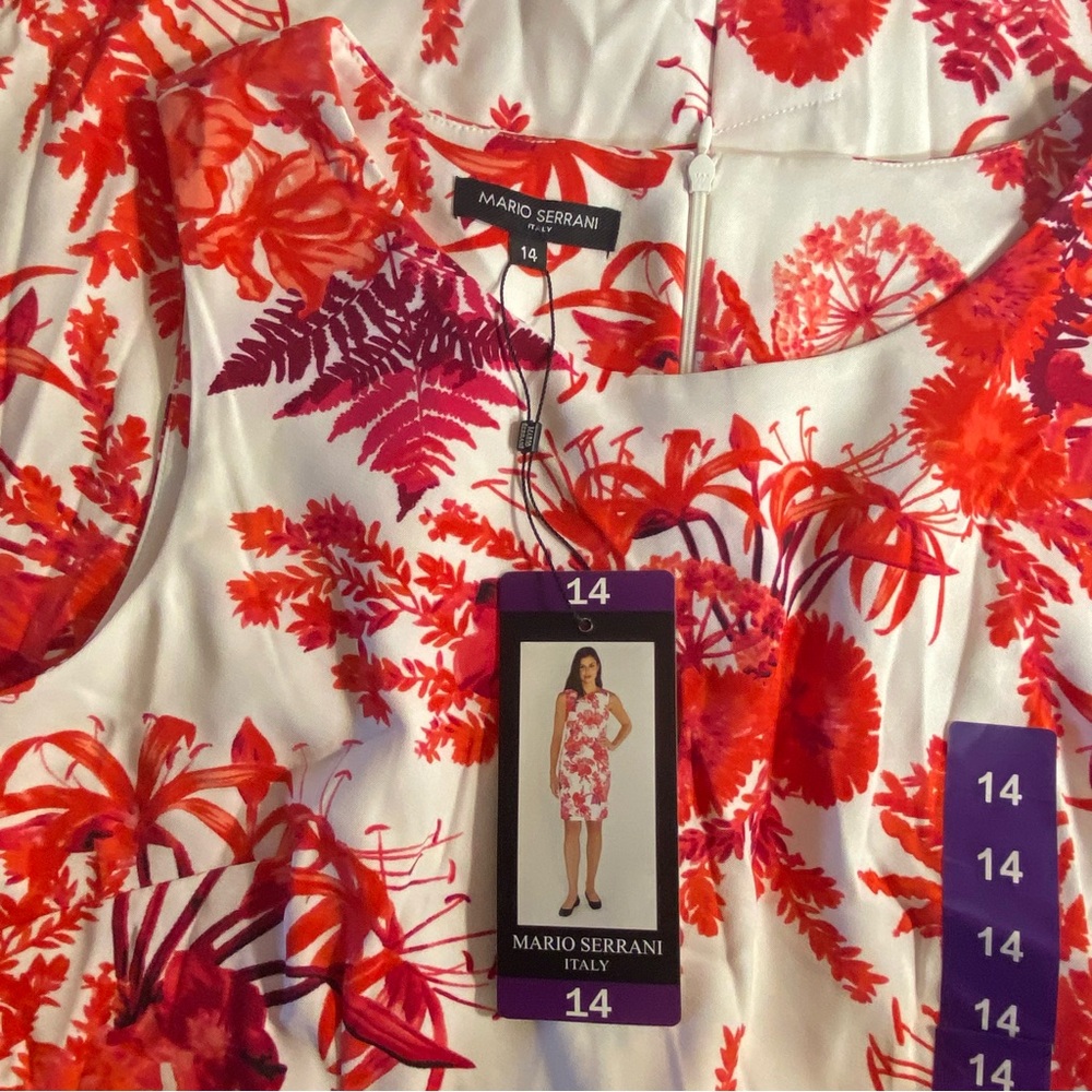 NWT Mario Serrani sleeveless pink floral print dress size 14 women’s - Picture 8 of 12